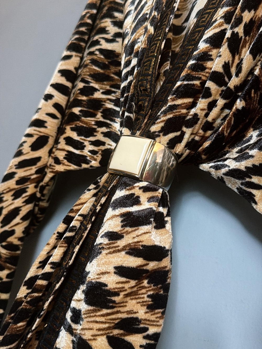 Vintage Animal Print Velvet Duster Metallic Trim | Boho Luxe | Oversized